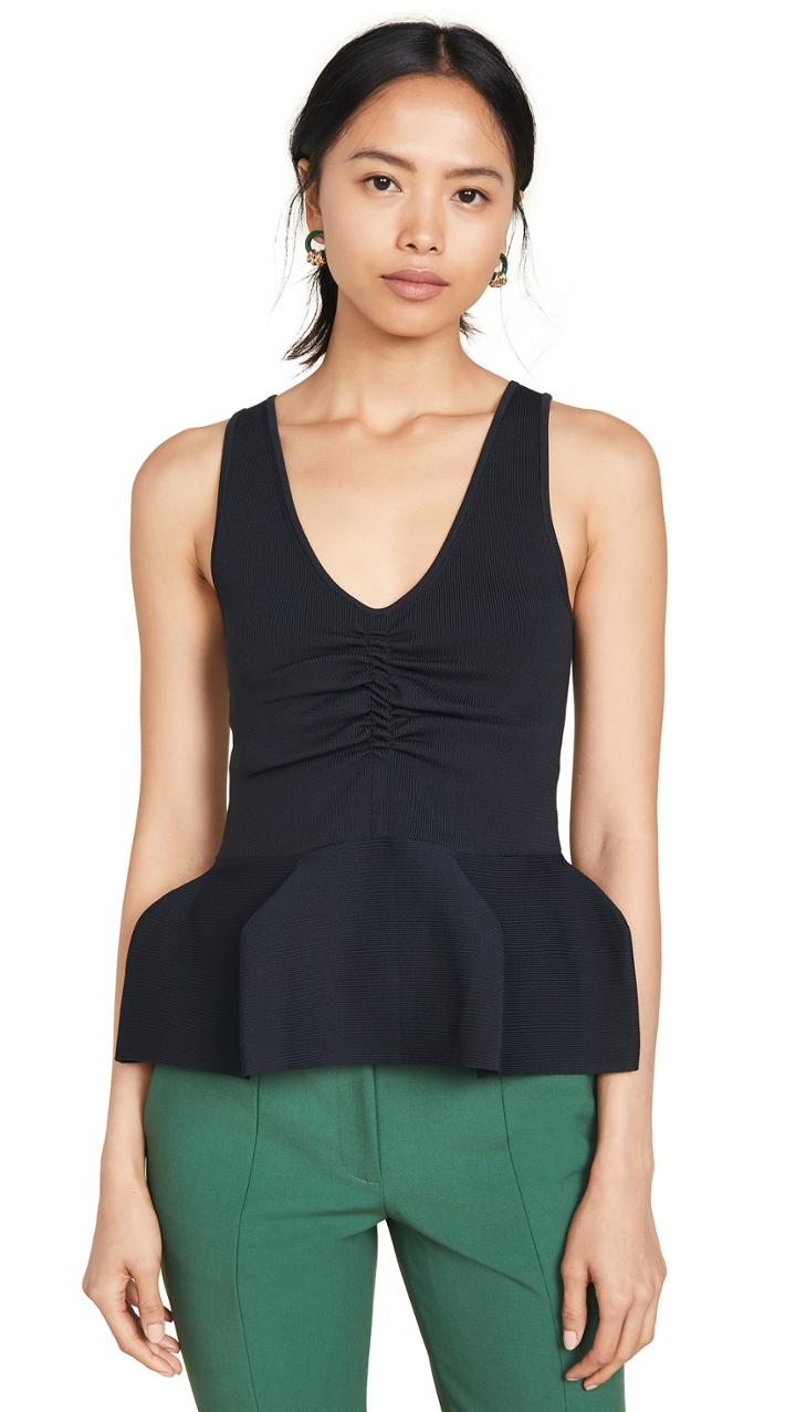 Tibi Sculpted Peplum Tank