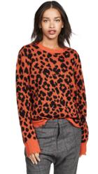 R13 Orange Leopard Cashmere Sweater