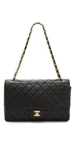 Wgaca Vintage Vintage Chanel Black Quilted Half Flap Bag