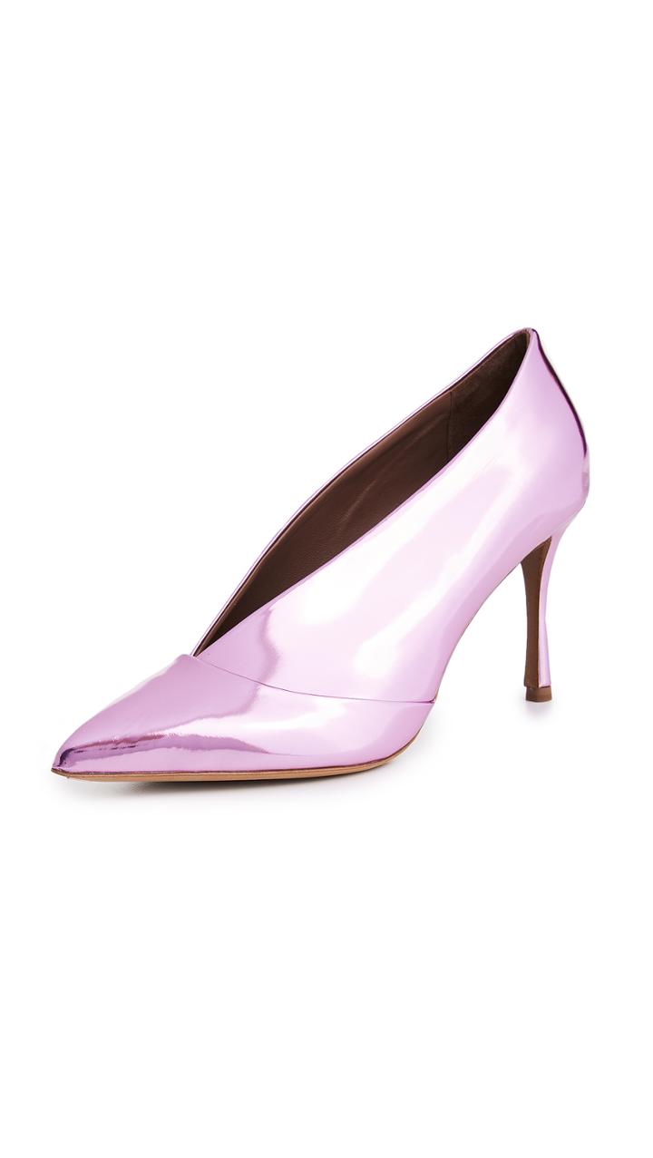 Tabitha Simmons Strike Metallic Pumps