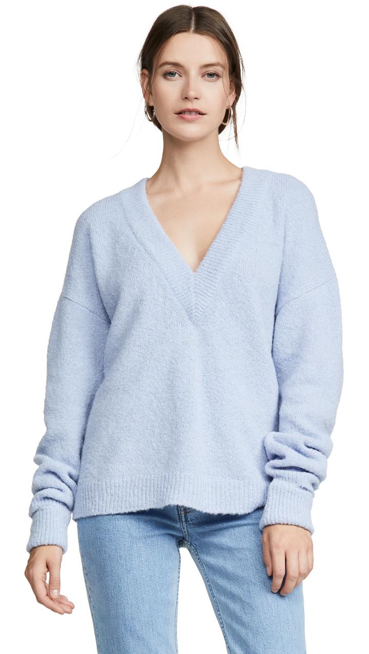 Tibi Alpaca V Neck Pullover