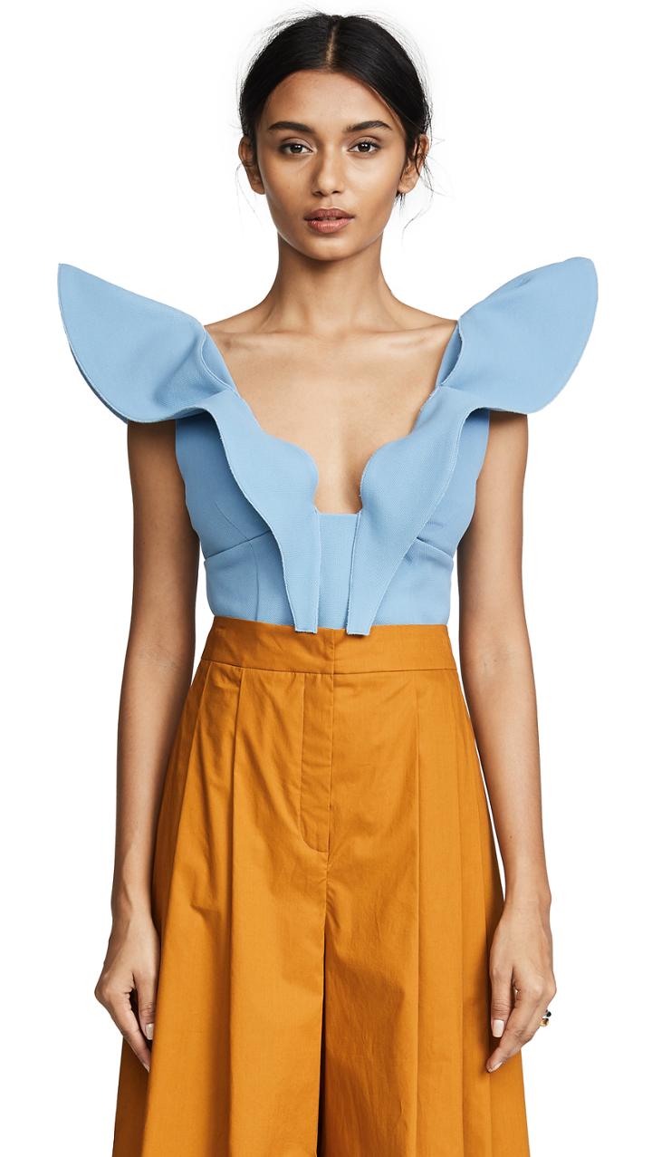 Vika Gazinskaya Sleeveless Decollete Crop Top