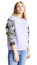 Michaela Buerger Scandanavian Jacquard Sleeve Sweatshirt