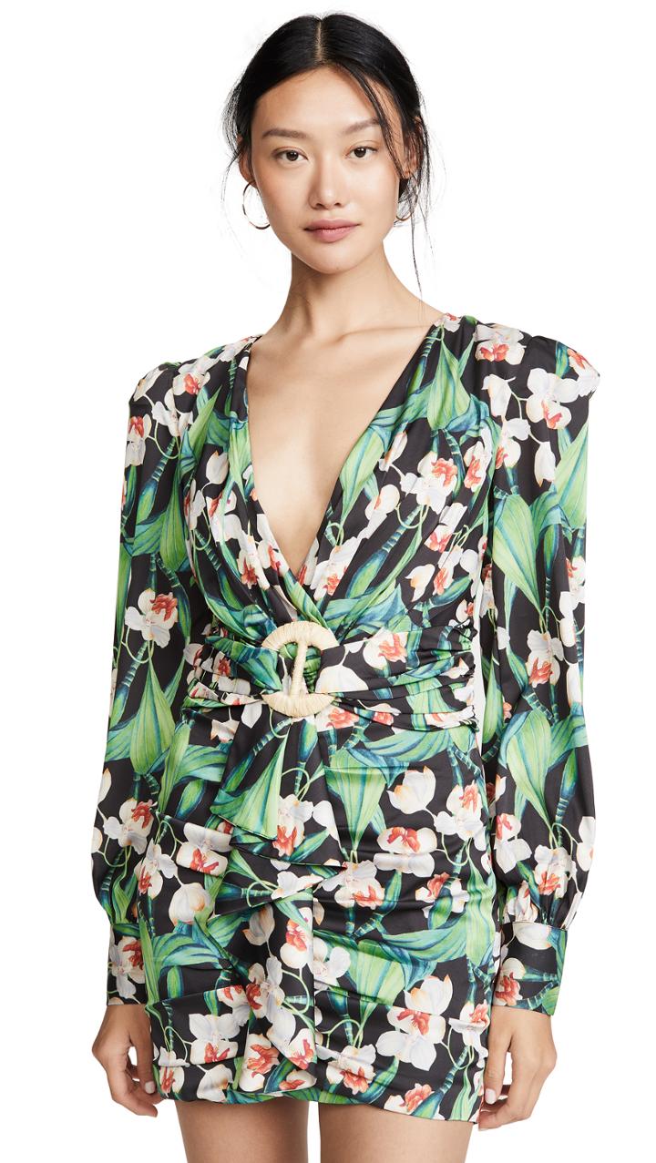 Patbo Strong Shoulder Belted Mini Dress