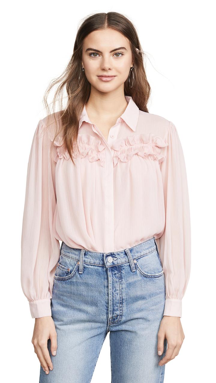 Endless Rose Chiffon Button Down Top