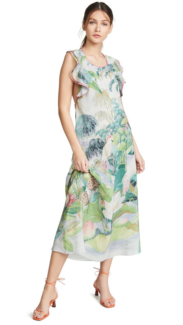 Red Valentino Sleeveless Floral Racerback Dress