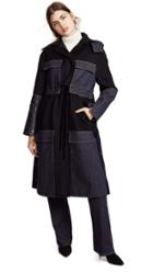 Adeam Anorak Coat With Denim Panel