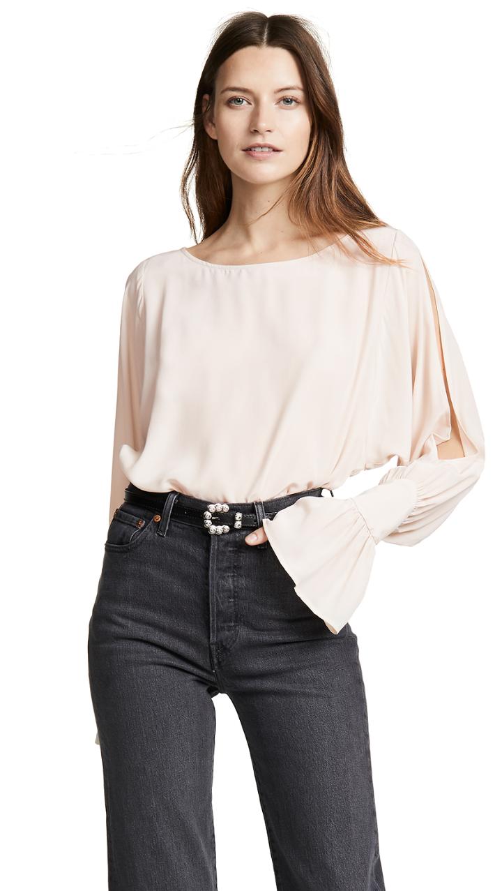 L Agence Gianne Open Sleeve Silk Blouse