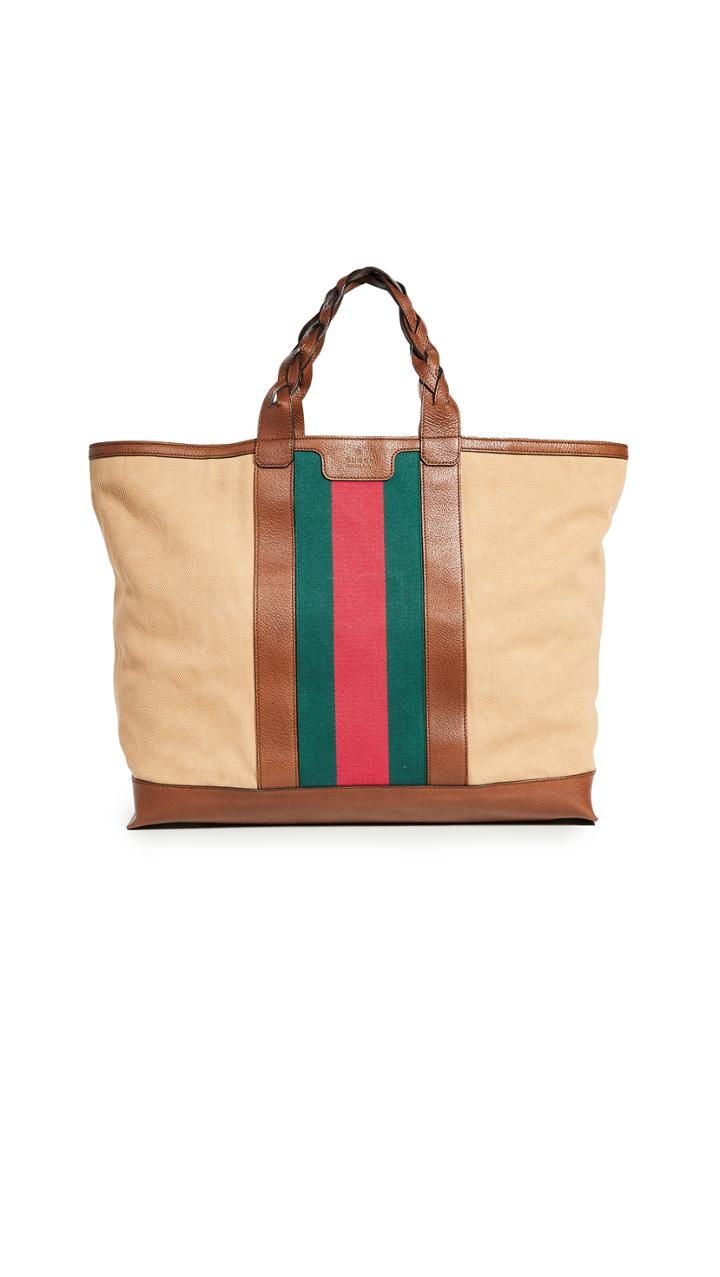 What Goes Around Comes Around Gucci Beige Canvas Tote Bag