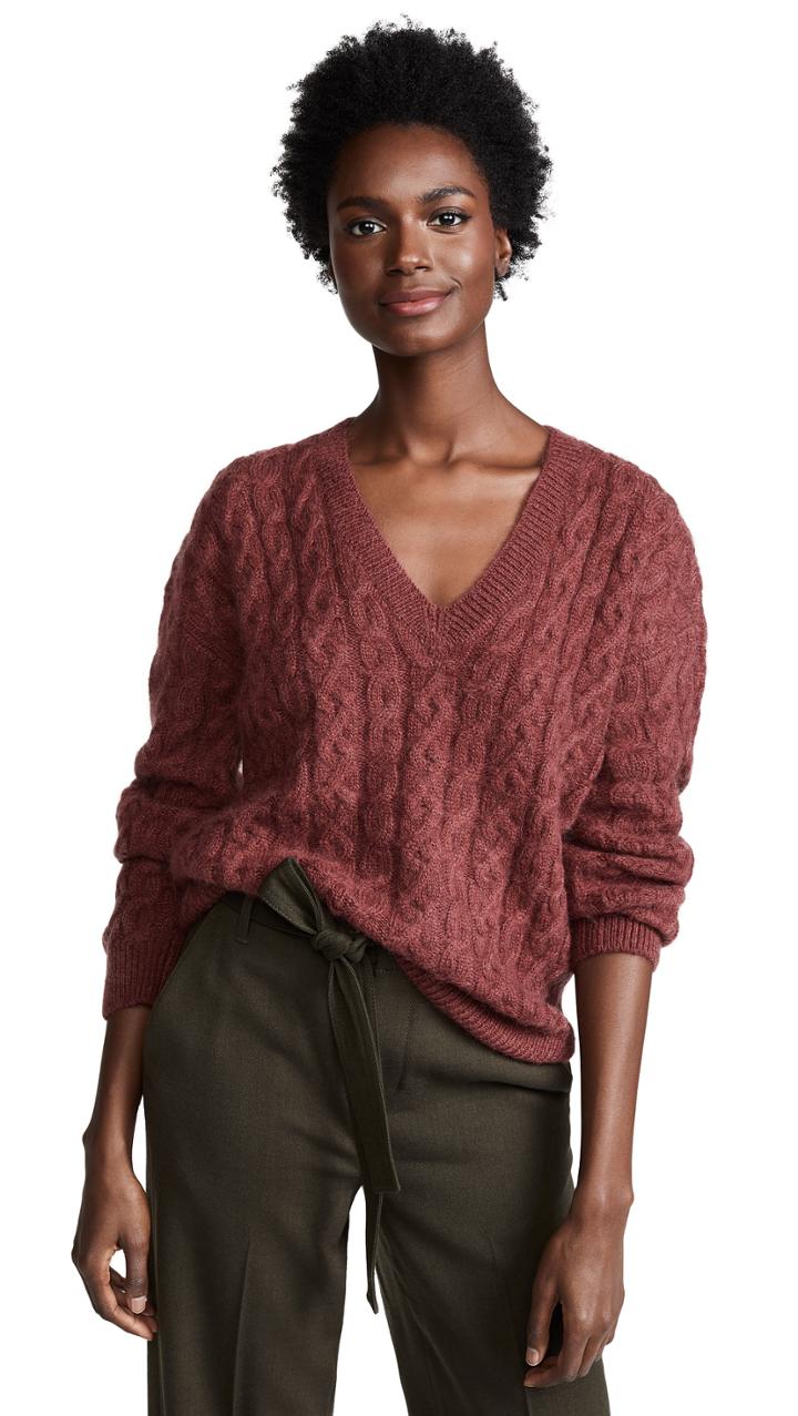 Vince Cable Knit V Neck Sweater