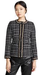 Alice Olivia Carmen Embellished Strong Shoulder Fitted Blazer