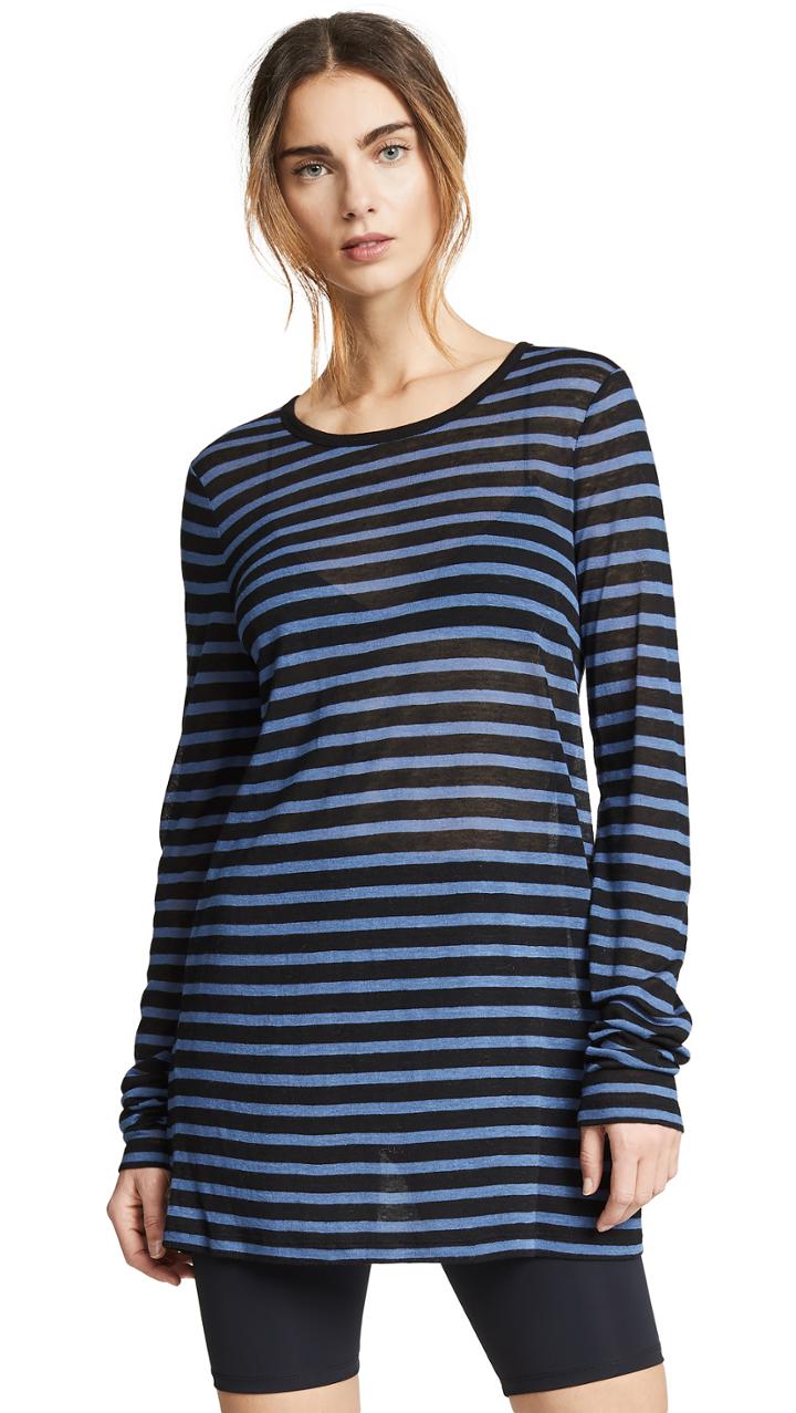 Alexanderwang T Striped Slub Jersey Long Sleeve Tee