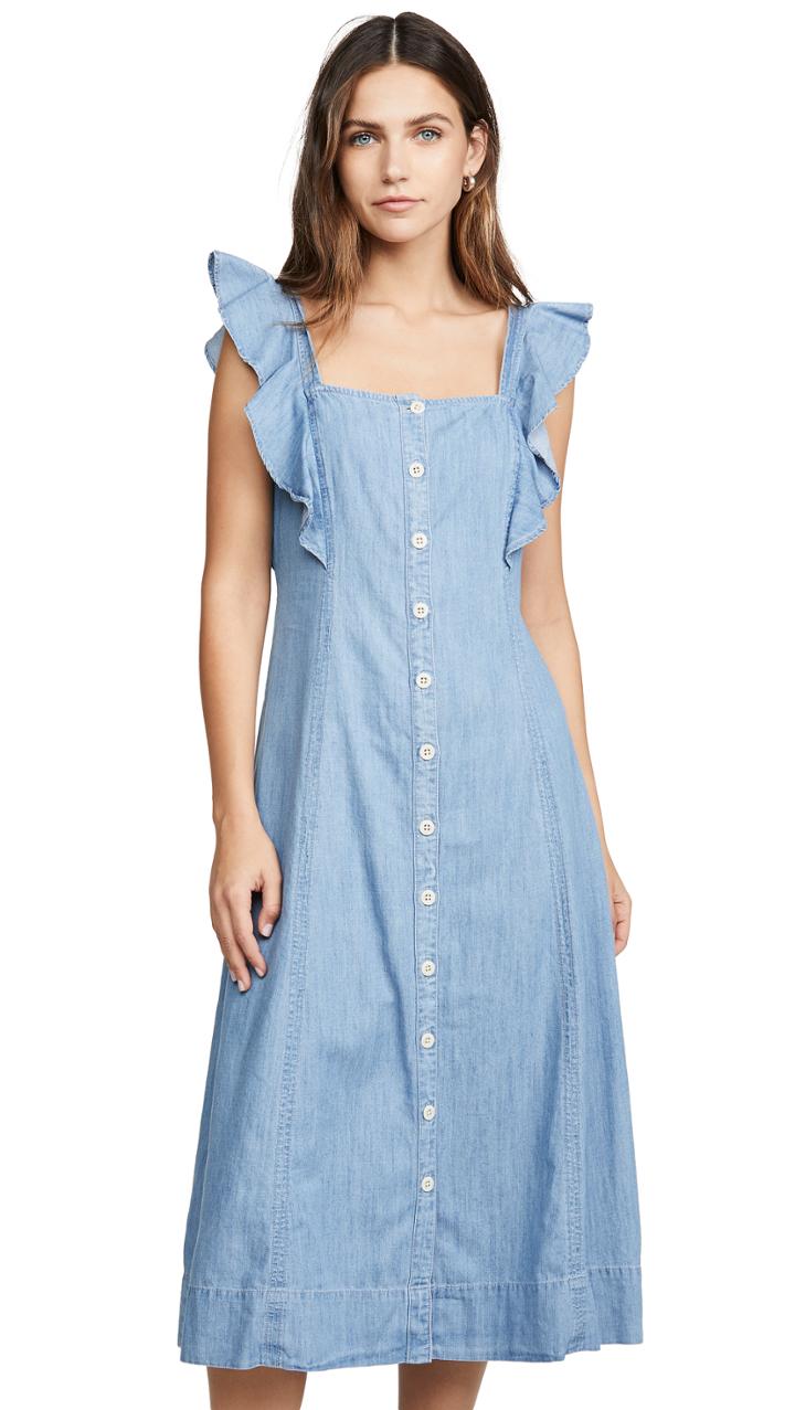 Madewell Denim Button Front Midi Dress
