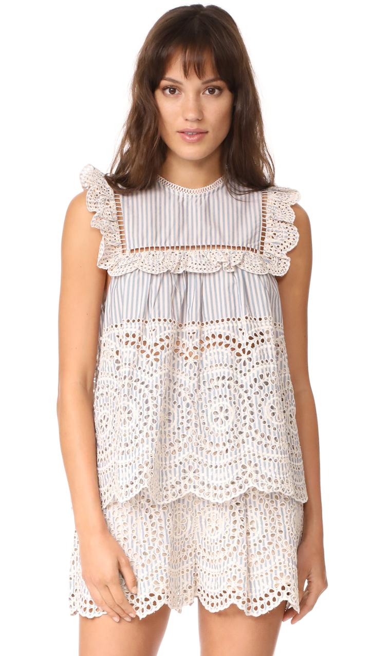 Zimmermann Meridian Stripe Frill Top