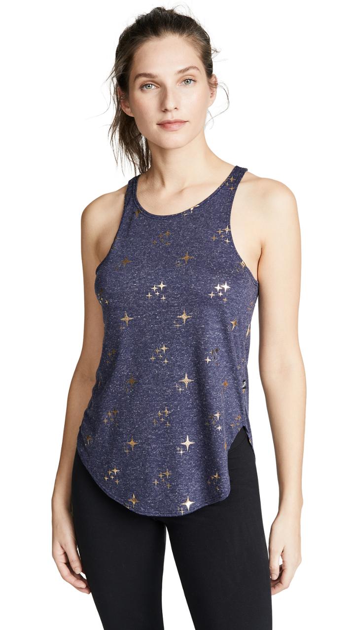 Terez Gold Sparkle Foil Racerback Tank