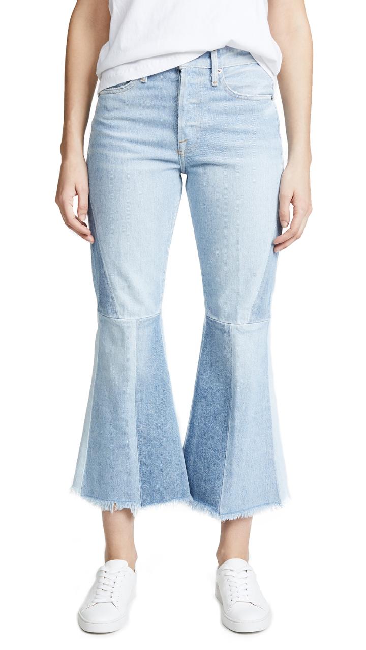 Frame Panel Block Cropped Jeans