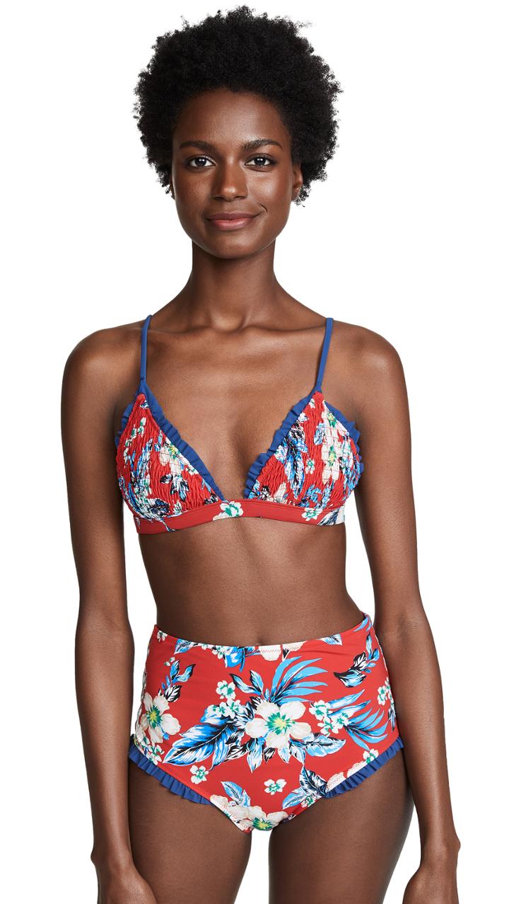 Diane Von Furstenberg Ruffle Banded Triangle Top
