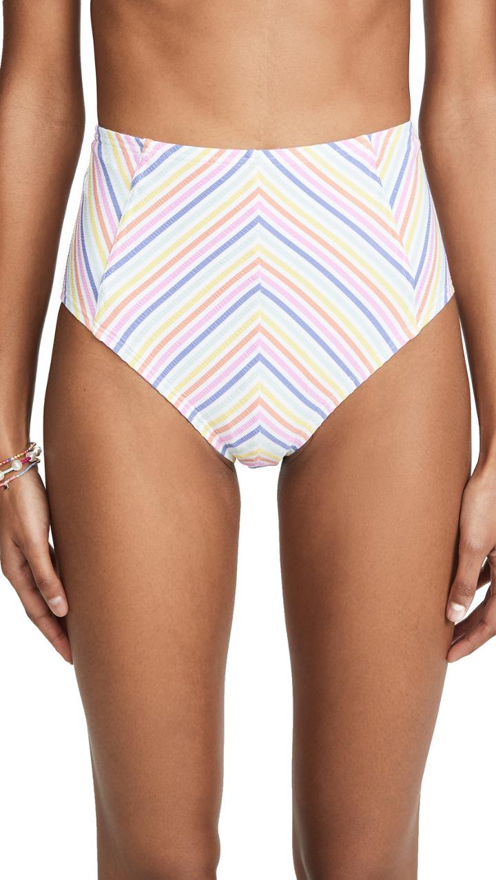Kate Spade New York Beach Stripe High Waist Bikini Bottoms