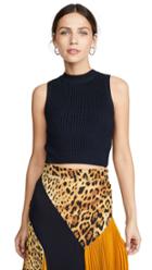 Cushnie Sleeveless Cropped Knit Top With V At Back