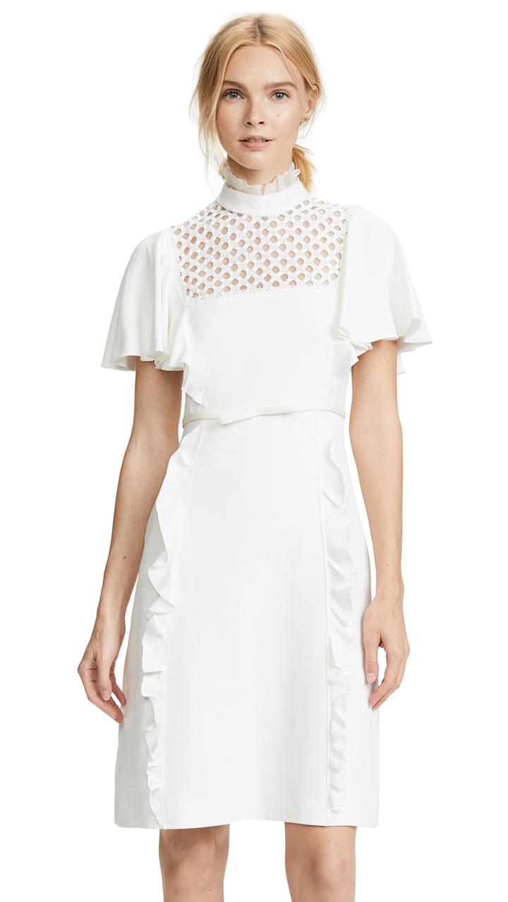 Giambattista Valli High Neck Ruffle Trim Dress