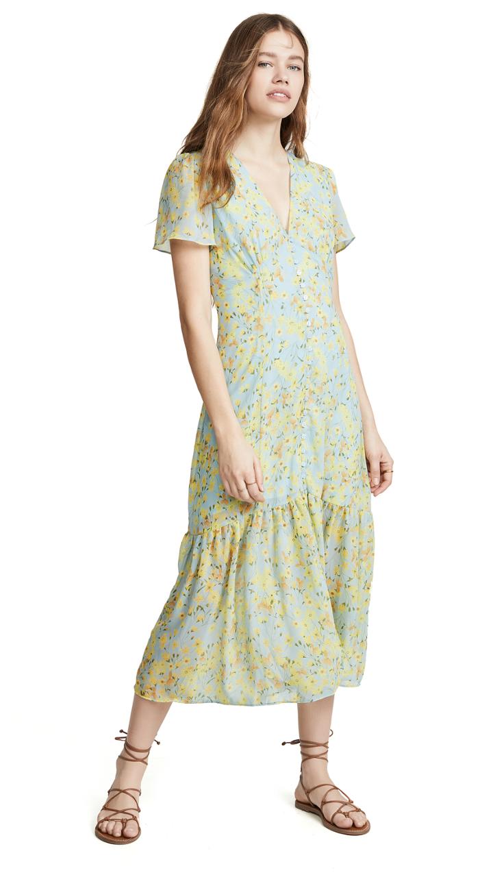 Lost Wander Fields Ruffle Midi Dress