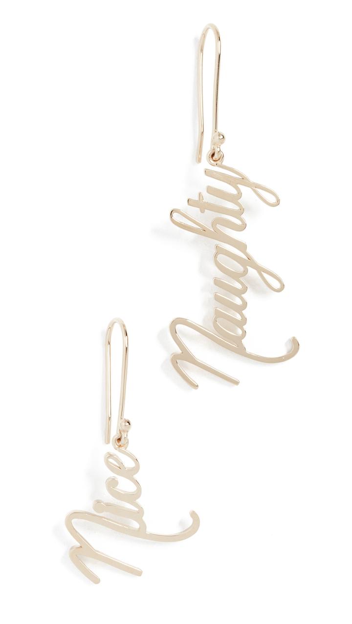 Established 14k Gold Naughty Nice Dangle Earrings
