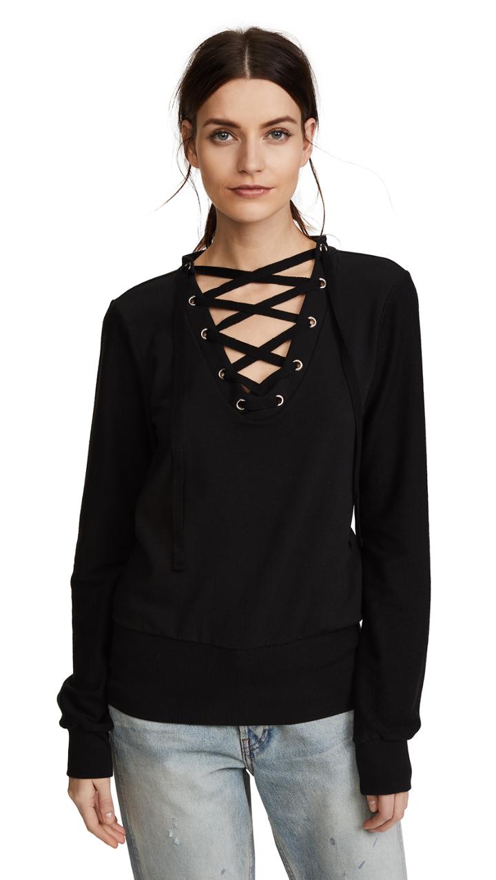 L Agence Josilyn Lace Up Sweatshirt