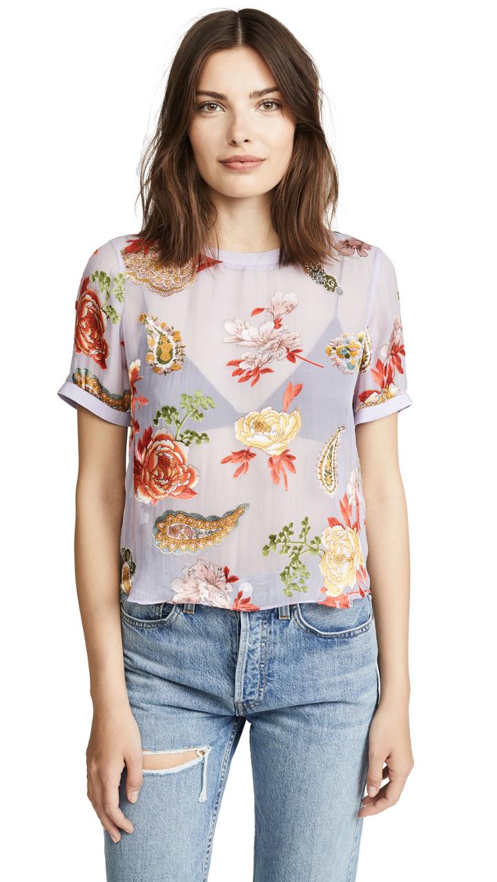 Alice Olivia Piera Rib Trim Top