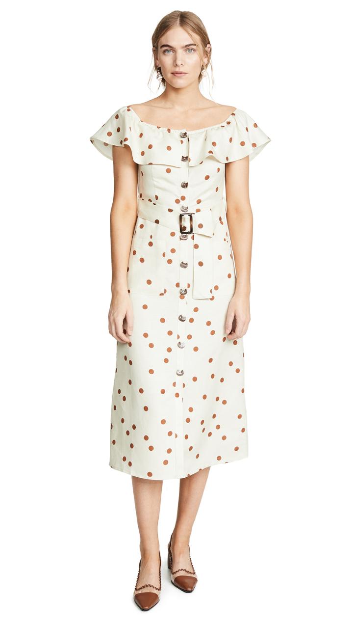 Moon River Polka Dot Midi Dress