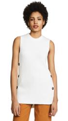 Jason Wu Grey Sleeveless Crew Neck Sweater With Button Detail
