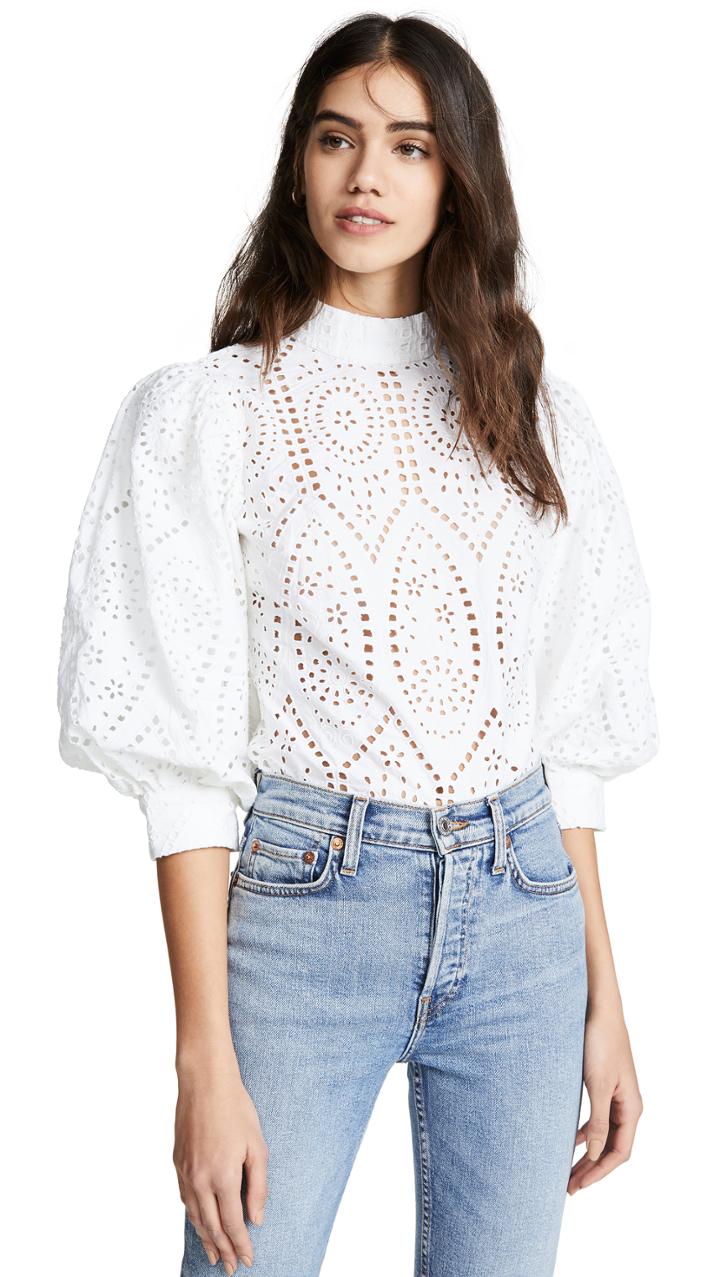 Ganni Broderie Anglaise Blouse