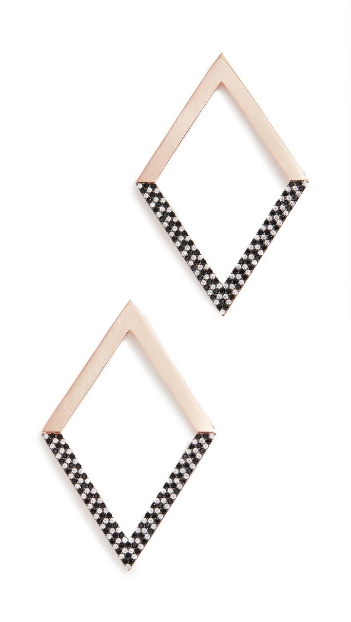 Nickho Rey Statement Hinged Diamond Shape Earrings