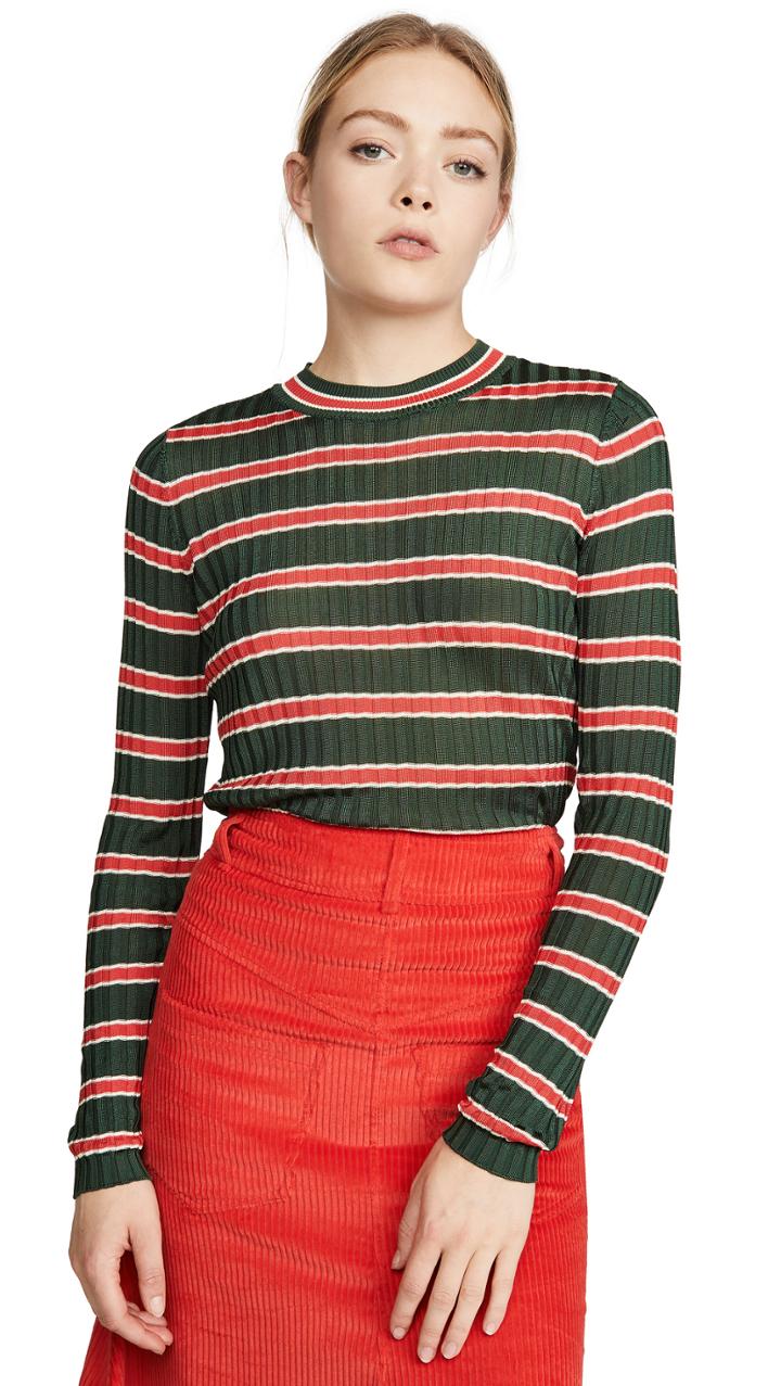 Scotch Soda Maison Scotch Striped Rib Knit Sweater