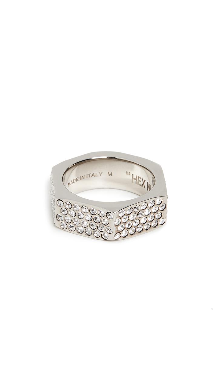 Off White Crystal Medium Ring