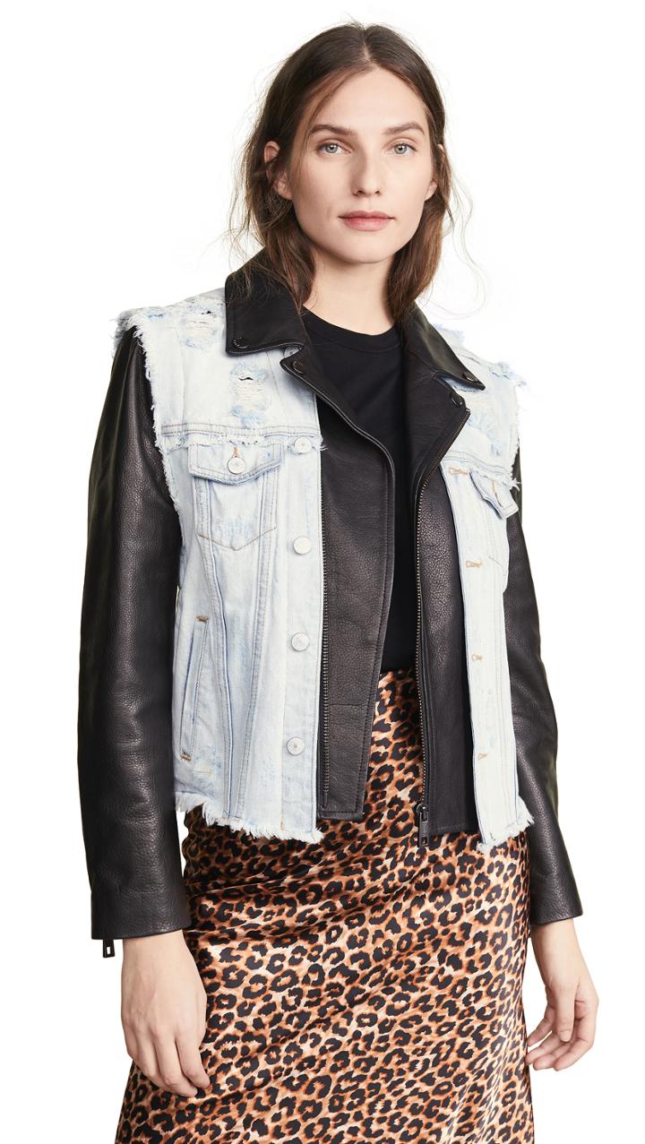 Jocelyn Denim Vest Leather Jacket