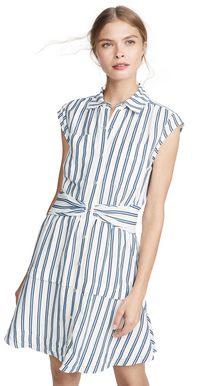 Derek Lam 10 Crosby Sleeveless Shirtdress With Twist Waist Detail