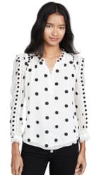 Rebecca Taylor Long Sleeve Dot Embroidered Top