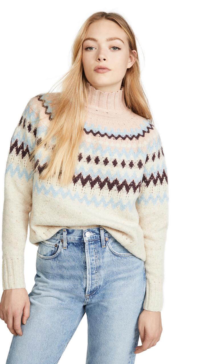 La Vie Rebecca Taylor Fair Isle Turtleneck Pullover