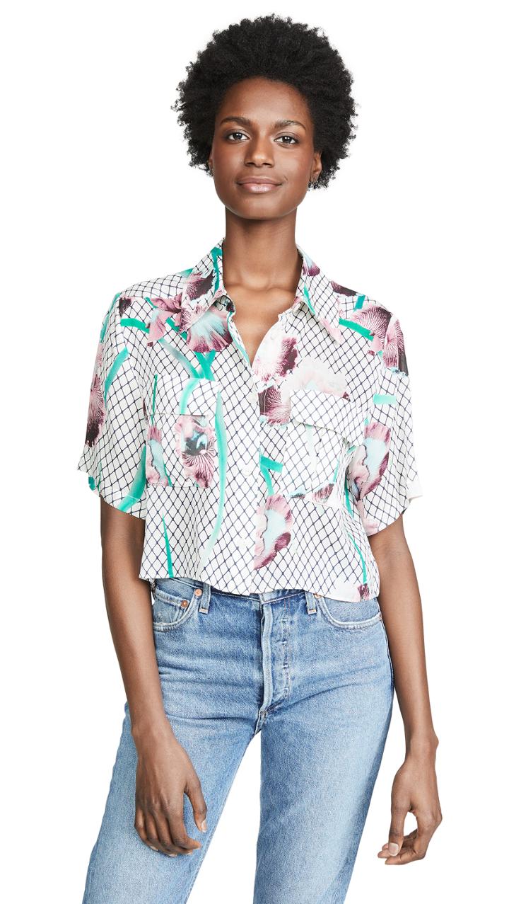 Fleur Du Mal Cropped Silky Work Shirt