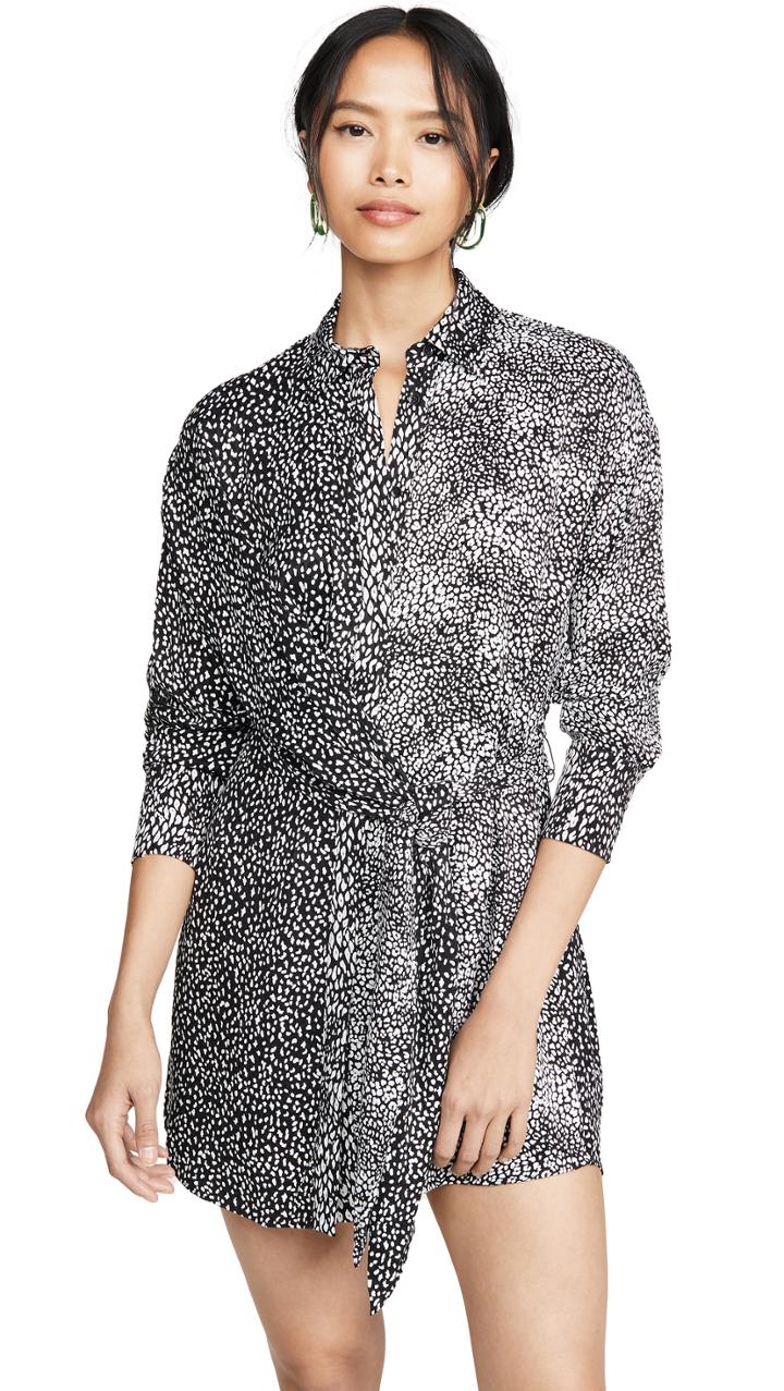Alice Olivia Jodi Collared Shirtdress With Tie