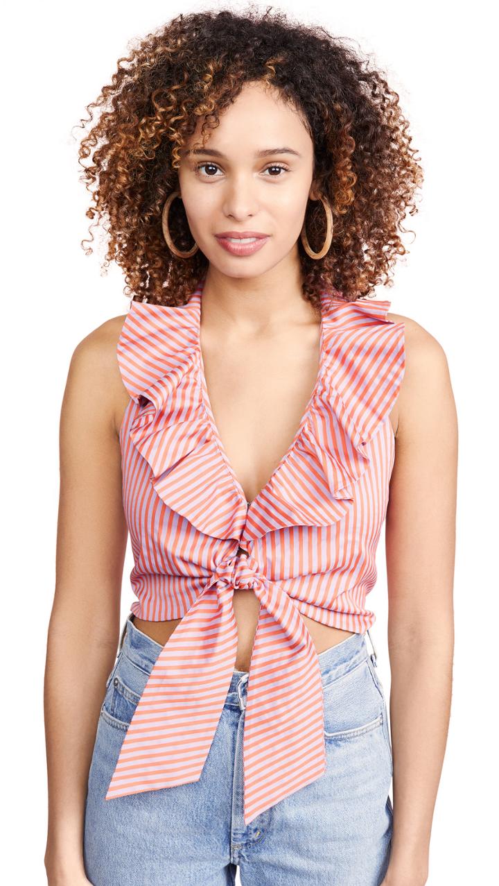 Alice Olivia Dannette Ruffle Crop Top