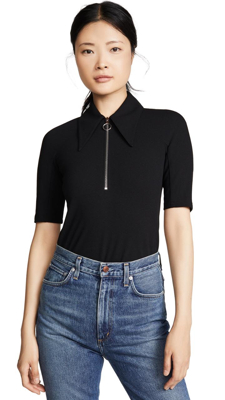 Tibi Zip Up Scuba Top