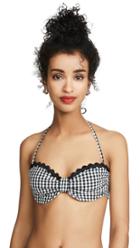 Shoshanna Classic Black Gingham Bikini Top