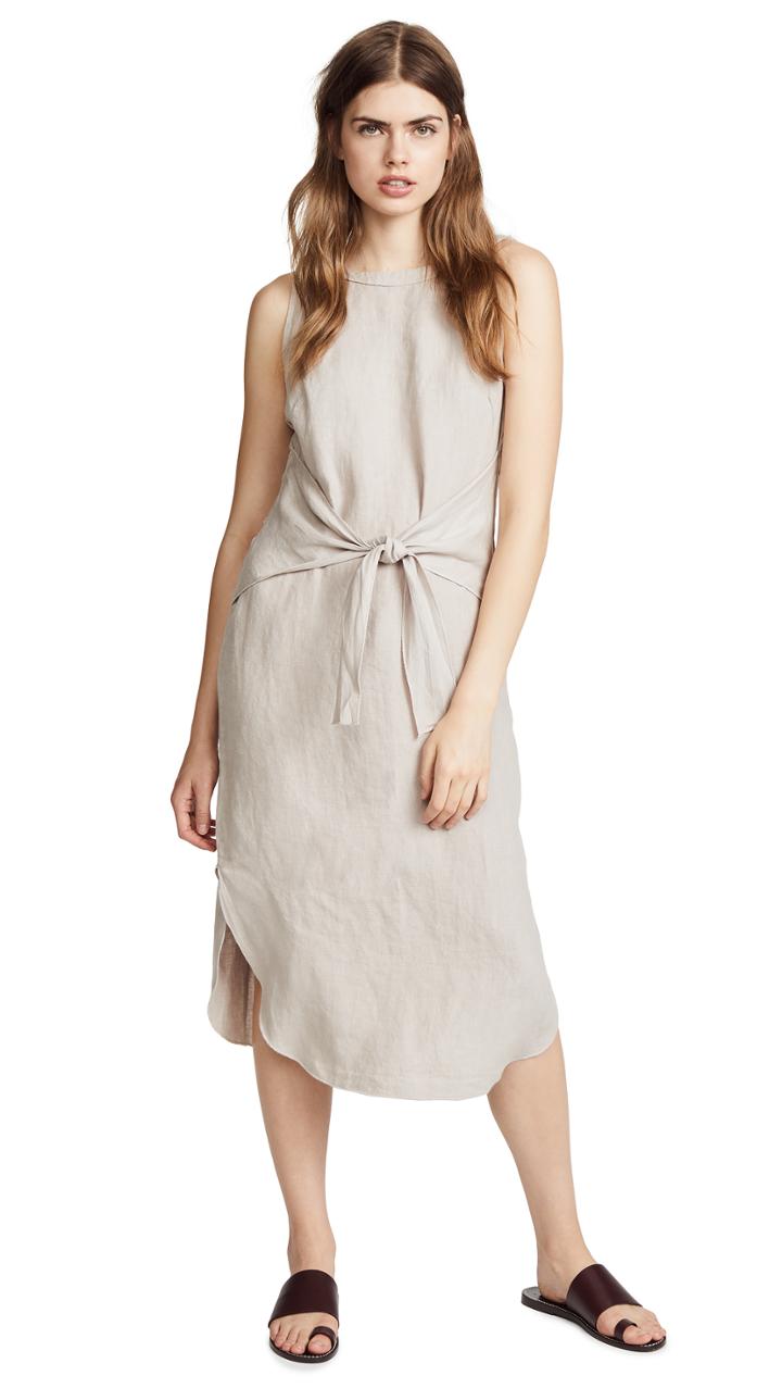 Three Dots Tie Front Midi Dress