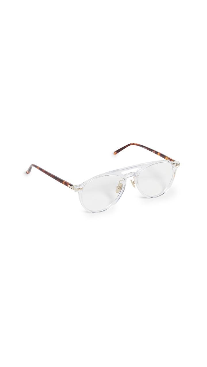 Linda Farrow Luxe Clear Acetate Aviator Glasses