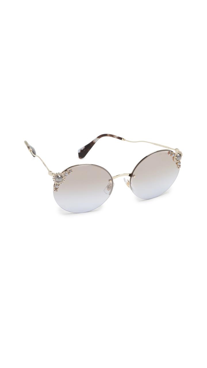 Miu Miu Round Imitation Pearl Sunglasses