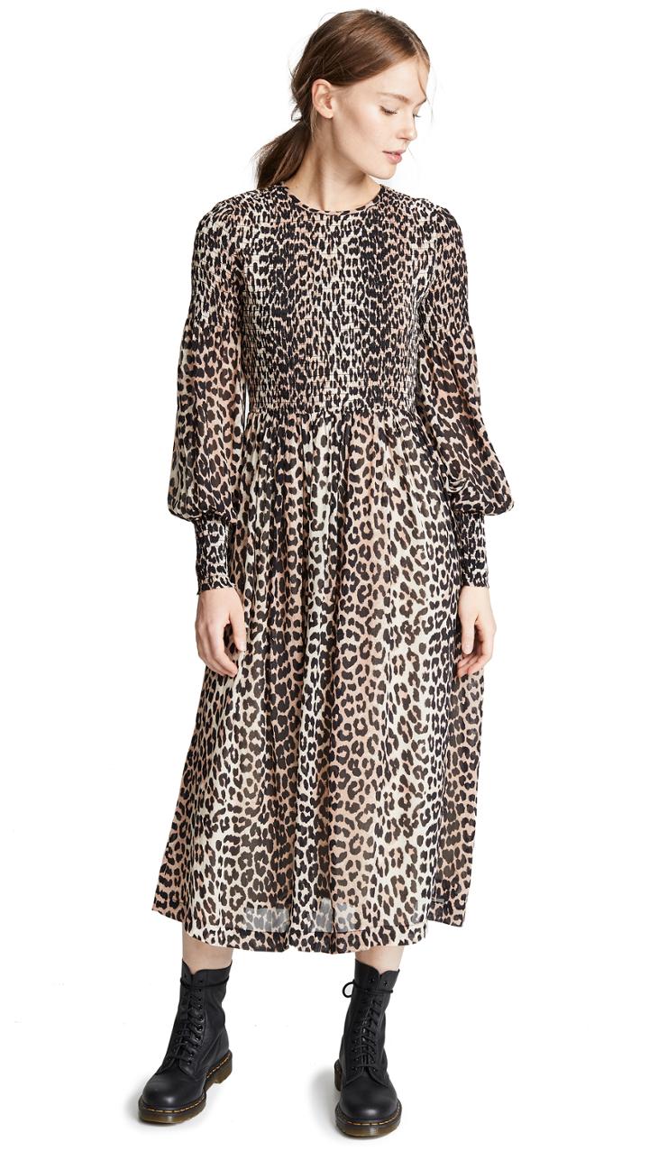 Ganni Printed Georgette Dress