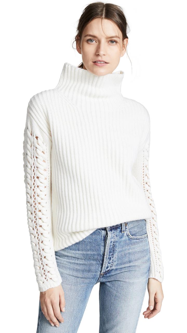 Tse Cashmere Cashmere Turtleneck With Braided Cording Sleeves