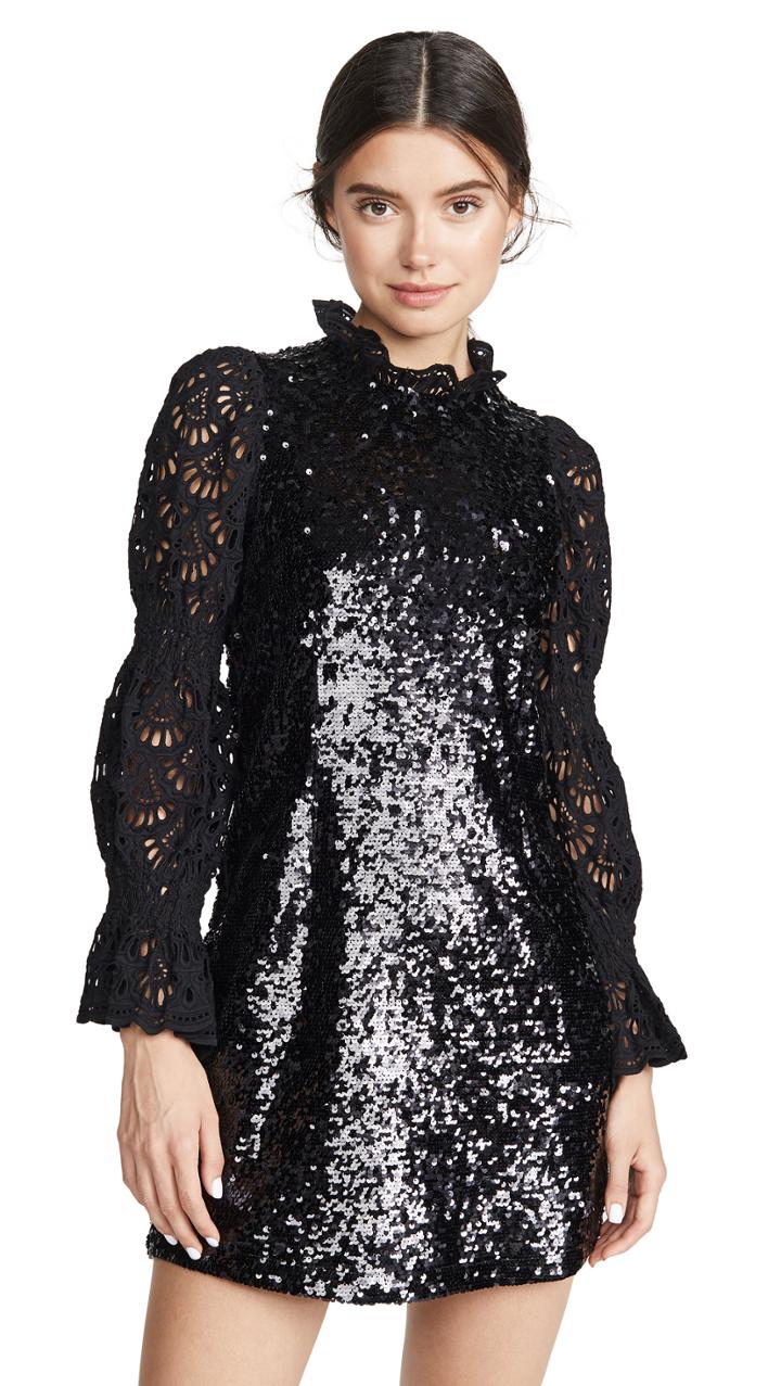 Sea Sequined Long Sleeve Dress