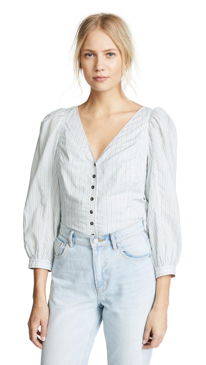La Vie Rebecca Taylor Long Sleeve Stripe Mix Top